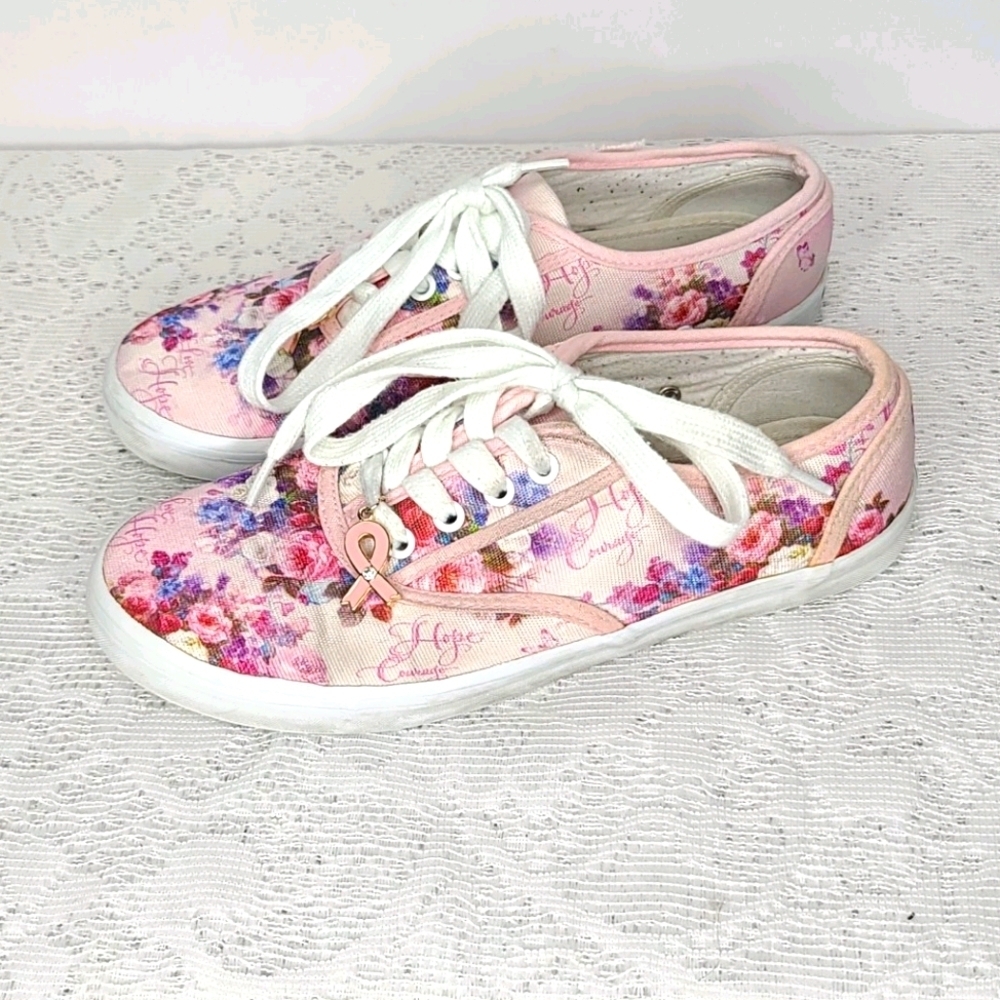Bradford Exhange Lena Liu breast cancer shoes 6.5